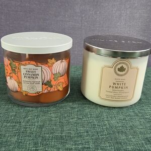 Bath & Body Works White Barn Sweet Cinnamon Pumpkin & White Pumpkin Candles Soy